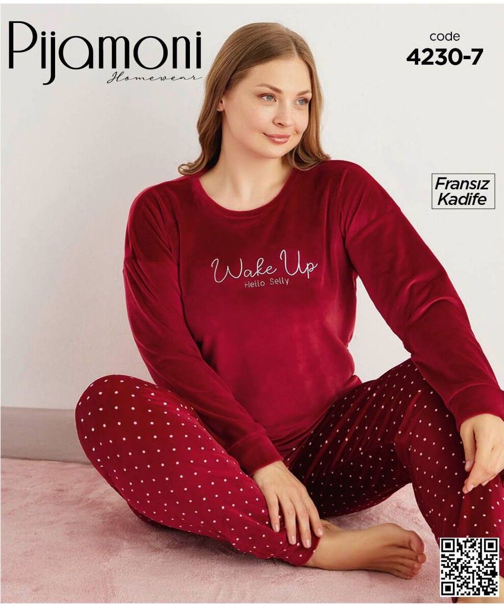 PİJAMONİ 4230-7 YENİ FRANSIZ BTTL KADİFE PİJAMA TK