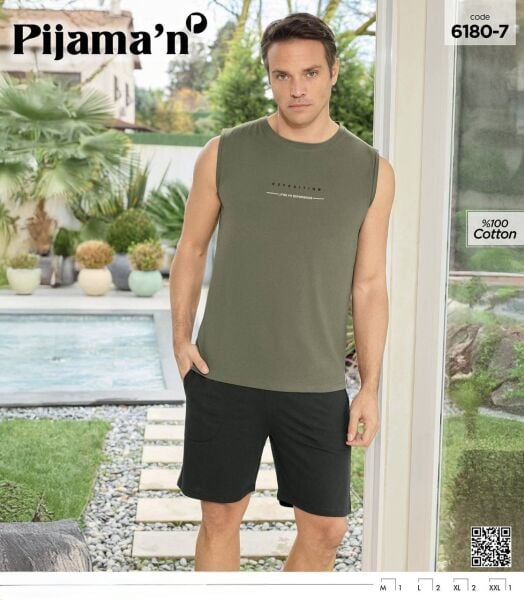 PİJAMAN 6180-7 ERKEK SIFIRKOL ŞORTLU TAKIM
