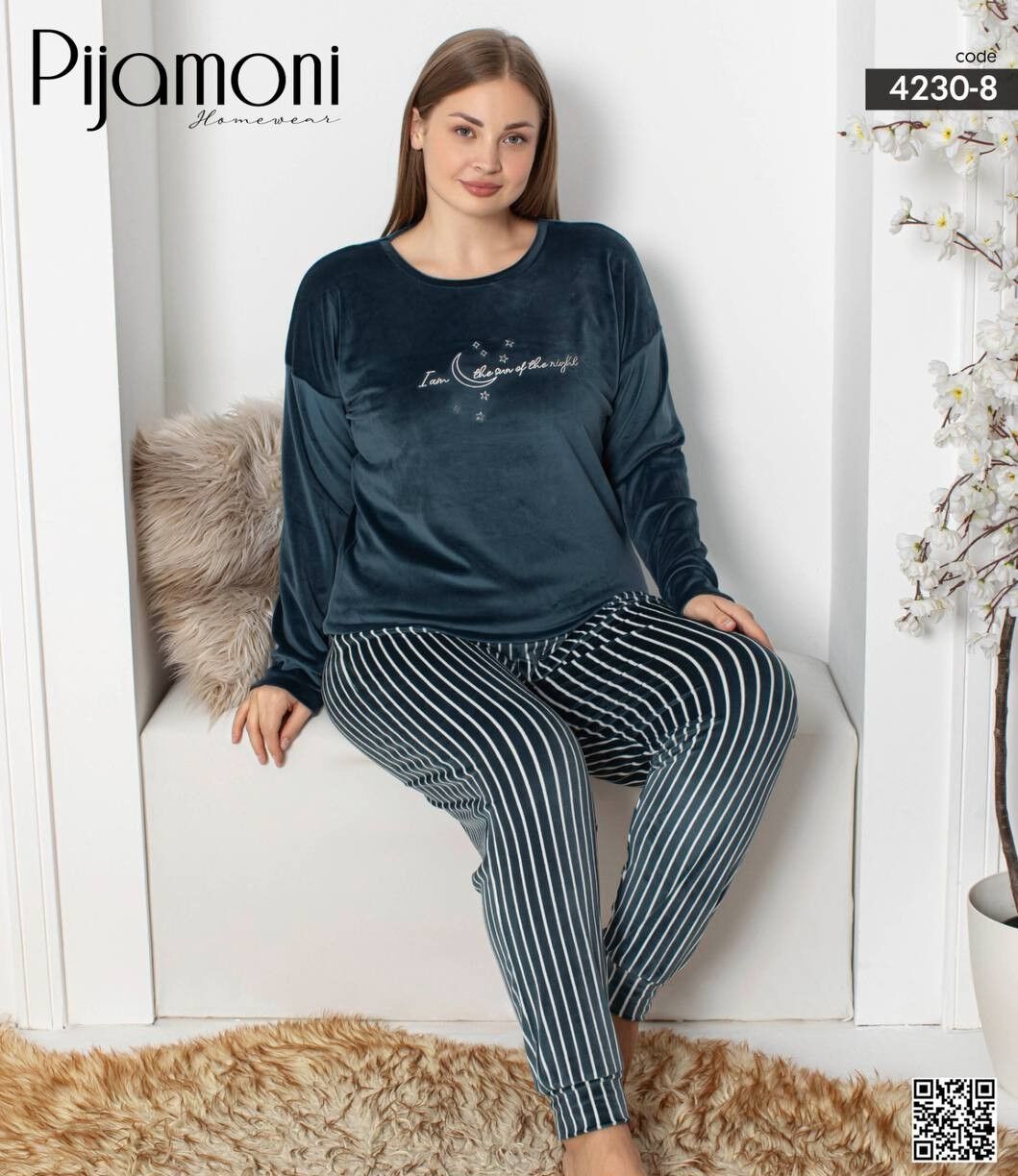 PİJAMONİ 4230-8 YENİ FRANSIZ BTTL KADİFE PİJAMA TK