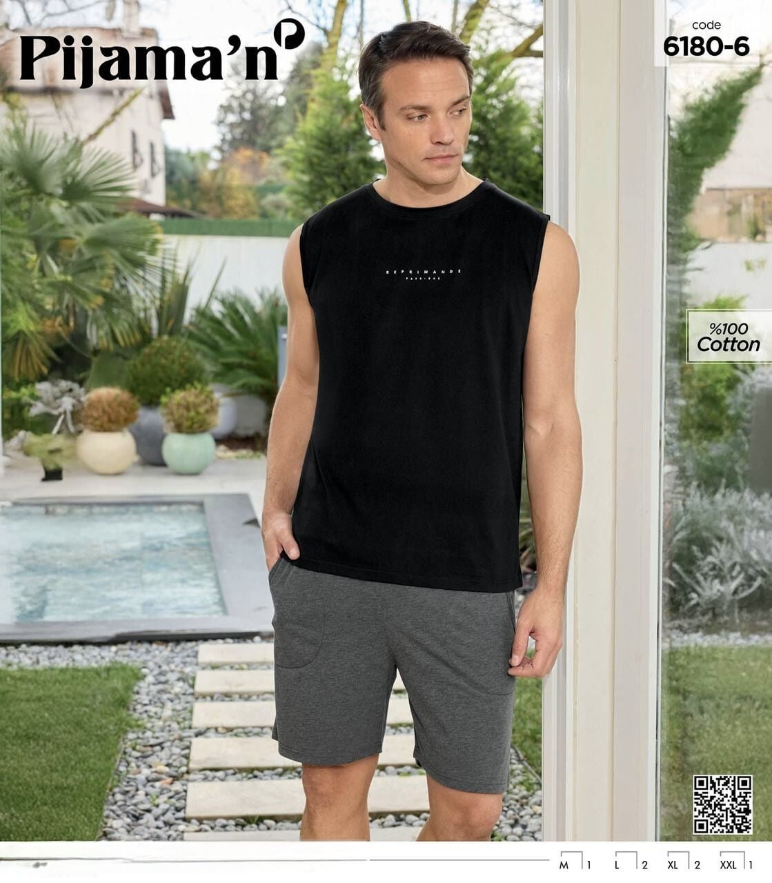 PİJAMAN 6180-6 ERKEK SIFIRKOL ŞORTLU TAKIM