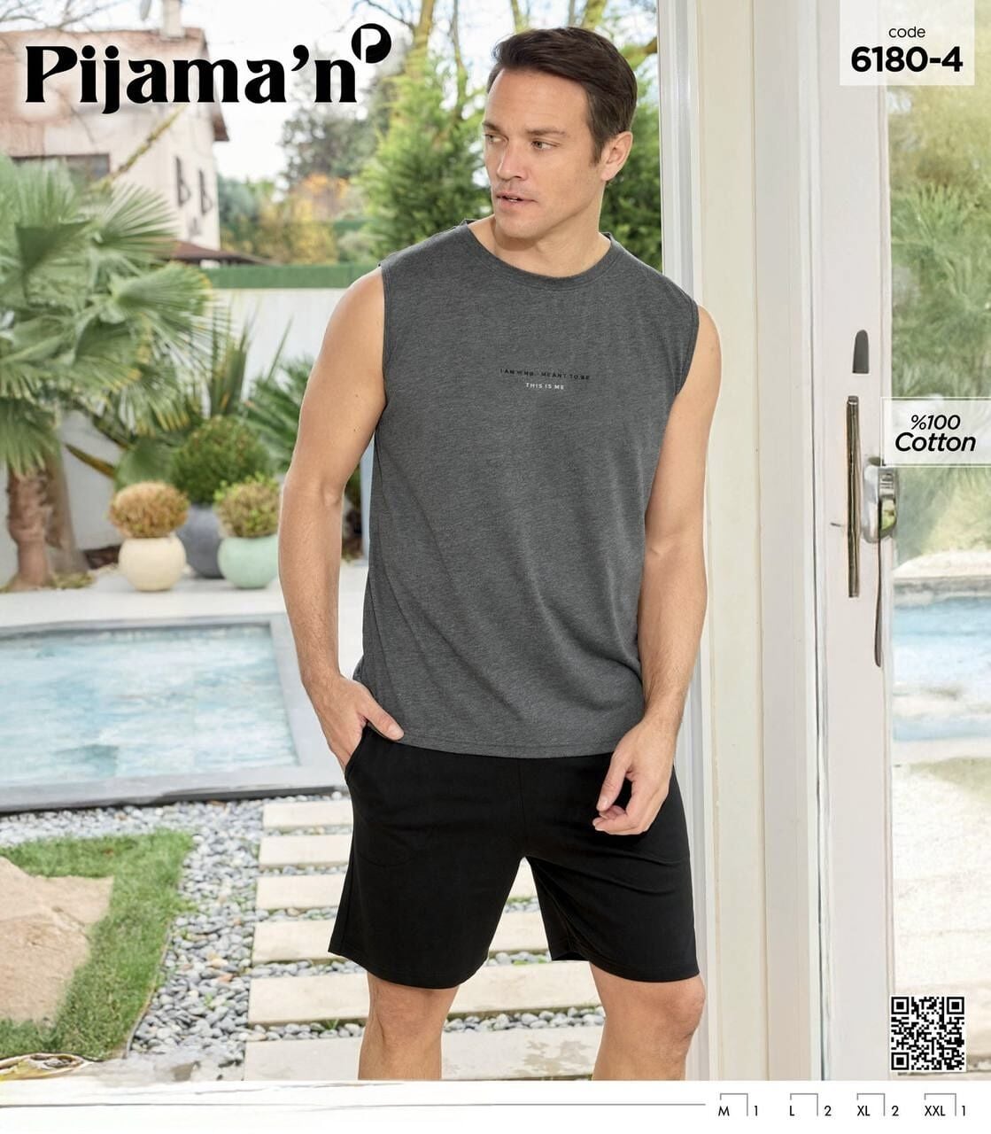 PİJAMAN 6180-4 ERKEK SIFIRKOL ŞORTLU TAKIM