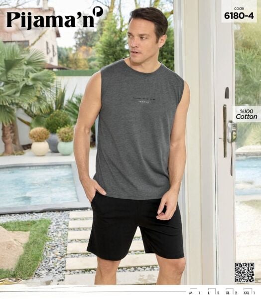 PİJAMAN 6180-4 ERKEK SIFIRKOL ŞORTLU TAKIM