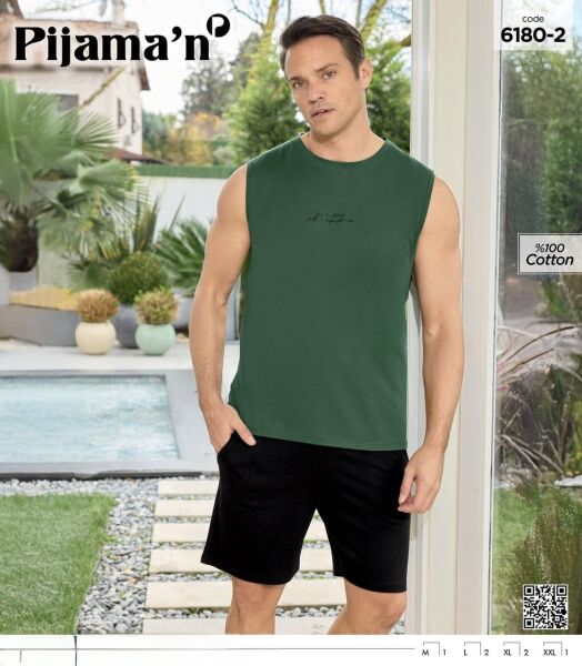 PİJAMAN 6180-2 ERKEK SIFIRKOL ŞORTLU TAKIM