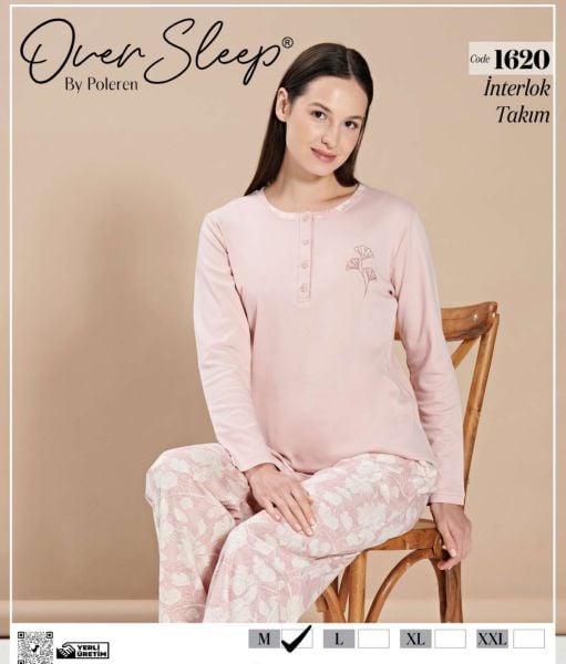 OVER SLEEP 1620 BAYAN İNTERLOK PİJAMA TAKIM