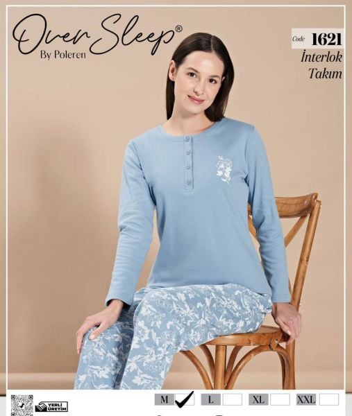 OVER SLEEP 1621 BAYAN İNTERLOK PİJAMA TAKIM