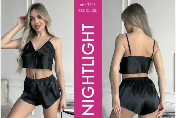 NIGHTLIGHT 3793 FANTAZİ SATEN ŞORTLU TAKIM