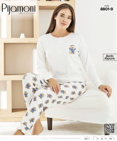 PİJAMONİ 8801-9 BAYAN BERLİN RAPORLU PİJAMA TAKIM