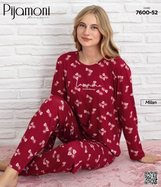 PİJAMONİ 7600-52 BAYAN MİLAN PİJAMA TAKIM