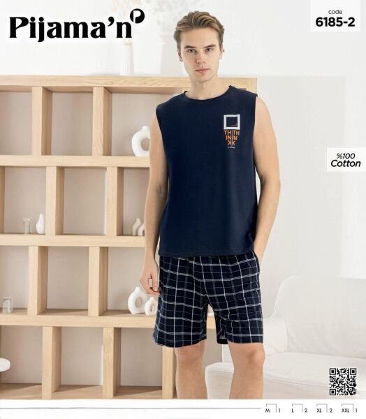 PİJAMAN 6185-2 ERKEK SIFIRKOL ŞORTLU TAKIM
