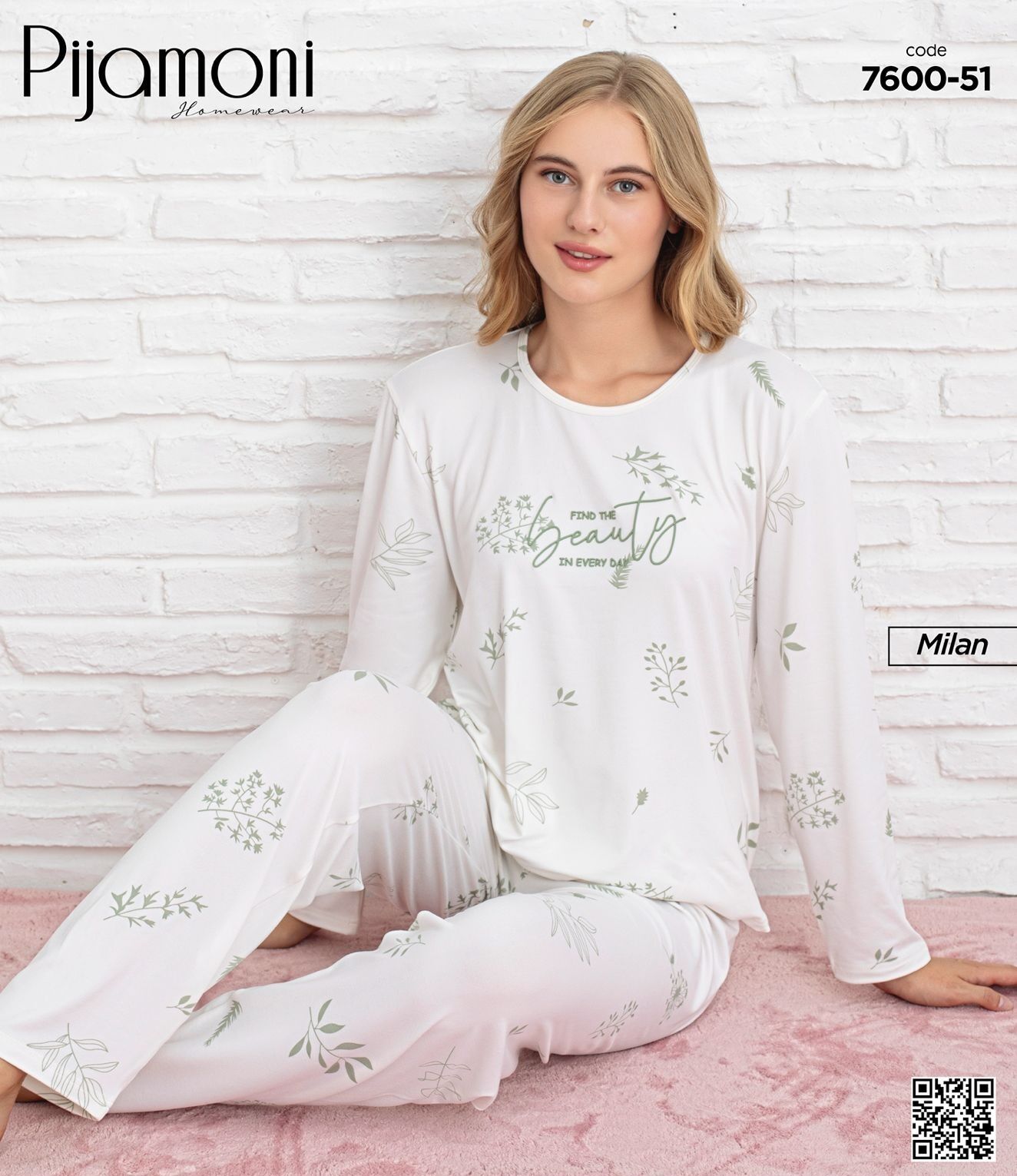 PİJAMONİ 7600-51 BAYAN MİLAN PİJAMA TAKIM