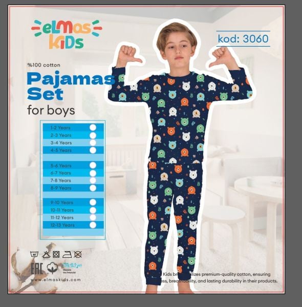 ELMAS 3060 ERKEK ÇOCUK 9-13 YAŞ PİJAMA TAKIM