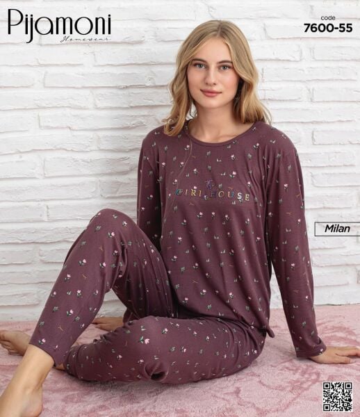 PİJAMONİ 7600-55 BAYAN MİLAN PİJAMA TAKIM