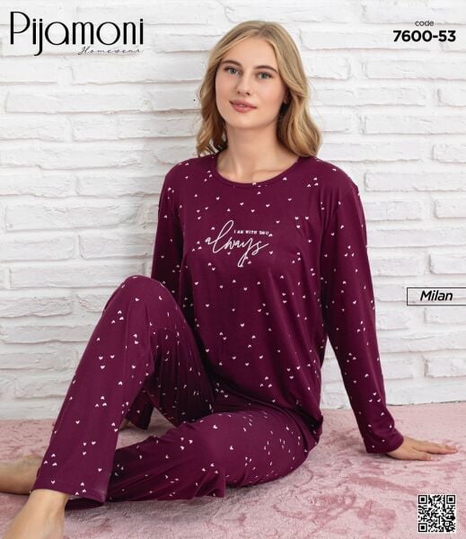 PİJAMONİ 7600-53 BAYAN MİLAN PİJAMA TAKIM