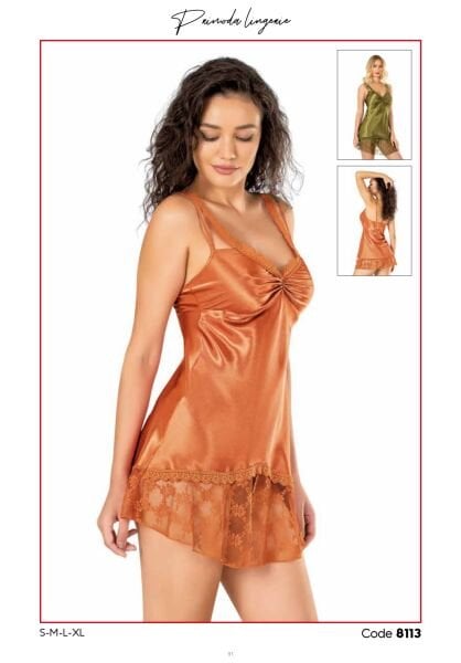 PRİMODA 8113 SATEN KISA GECELİK