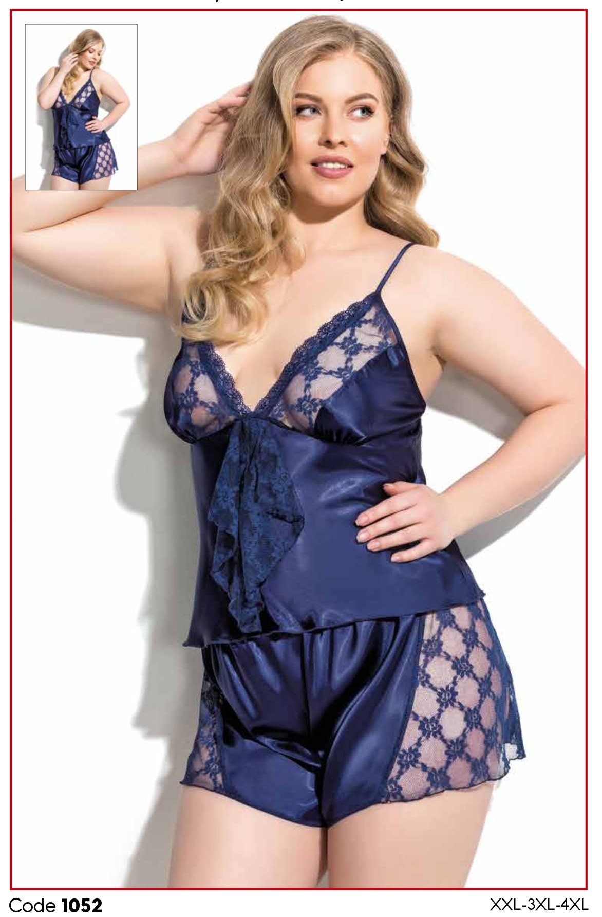 PRİMODA 1052 SATEN BATTAL BABYDOLL ŞORT TAKIM
