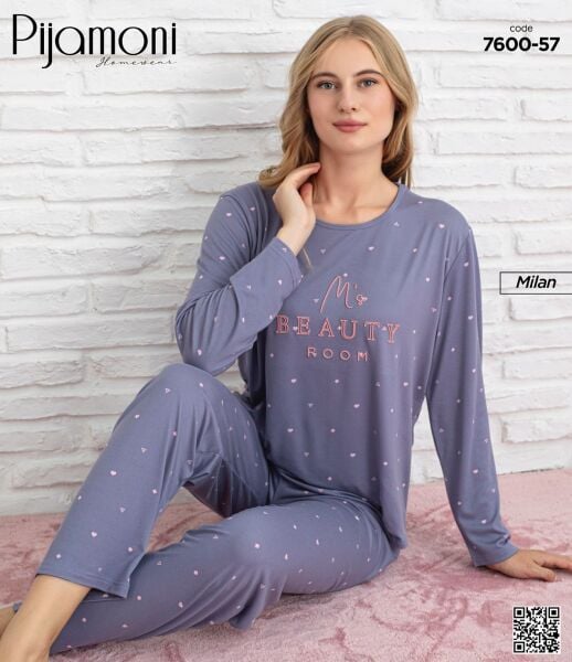 PİJAMONİ 7600-57 BAYAN MİLAN PİJAMA TAKIM