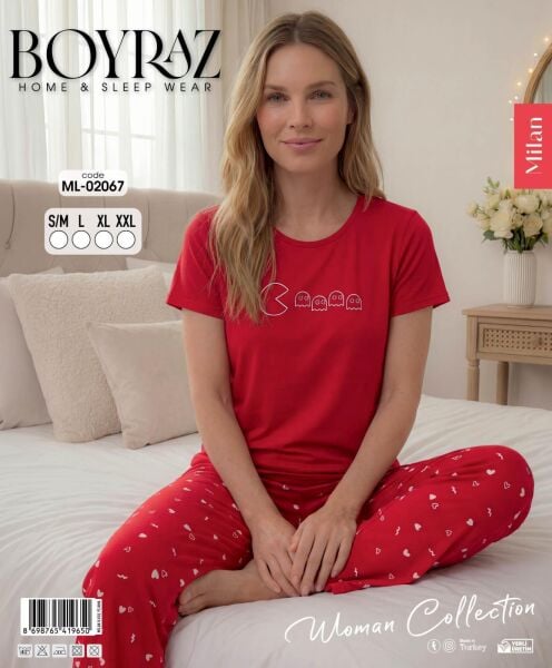 BOYRAZ 02067 MİLAN KISA KOL PİJAMA TAKIM