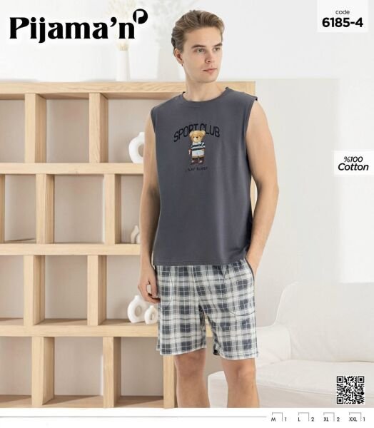 PİJAMAN 6185-4 ERKEK SIFIRKOL ŞORTLU TAKIM