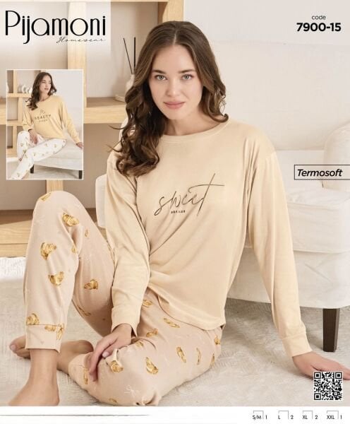 PİJAMONİ 7900-15 BAYAN TERMOSOFT PİJAMA TAKIM