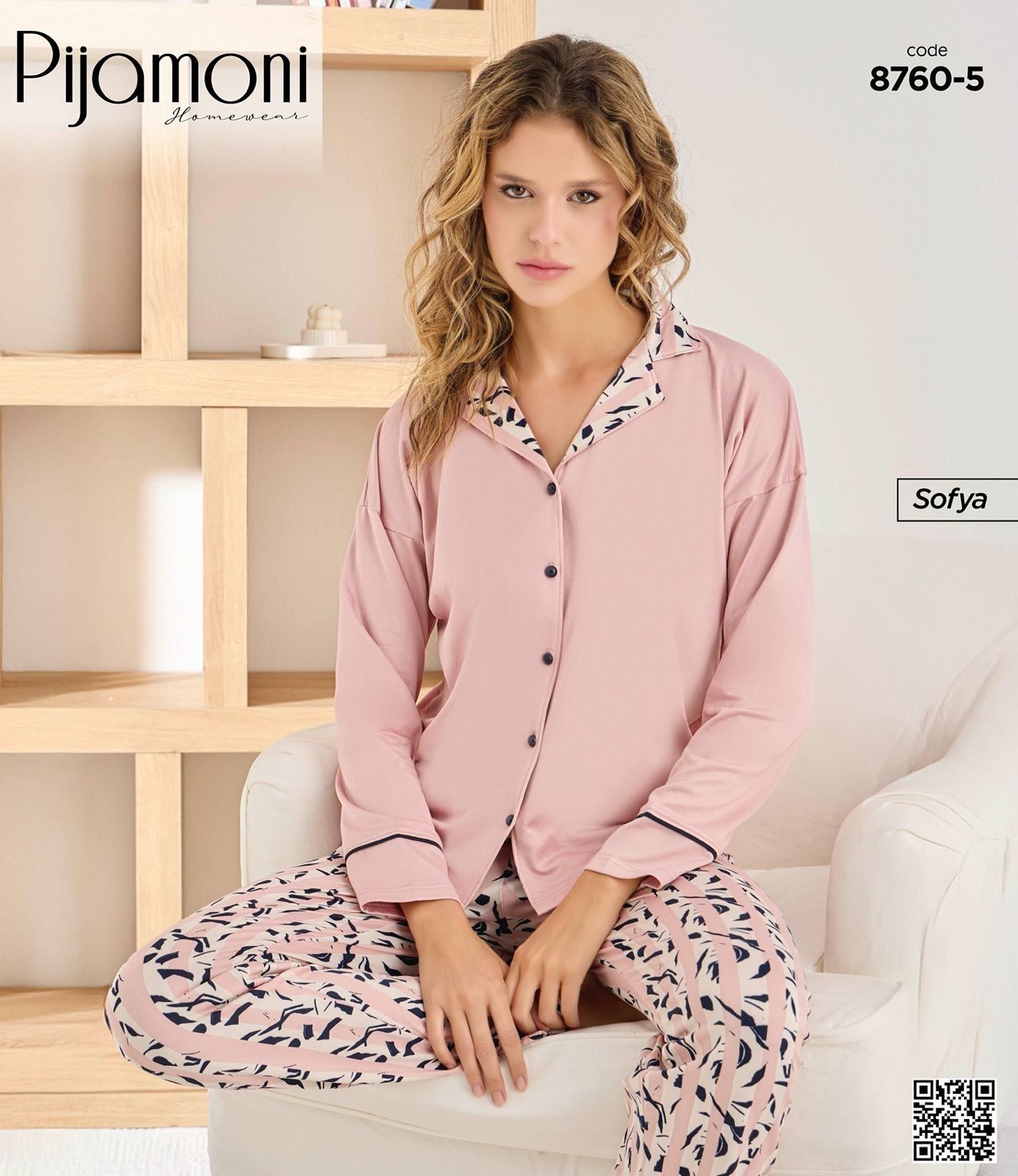 PİJAMONİ 8760-5 BAYAN SOFYA PİJAMA TAKIMI