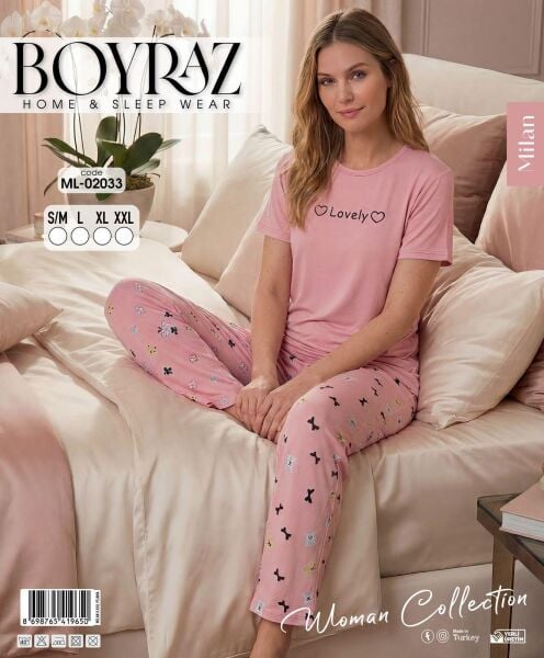 BOYRAZ 02033 MİLAN KISA KOL PİJAMA TAKIM