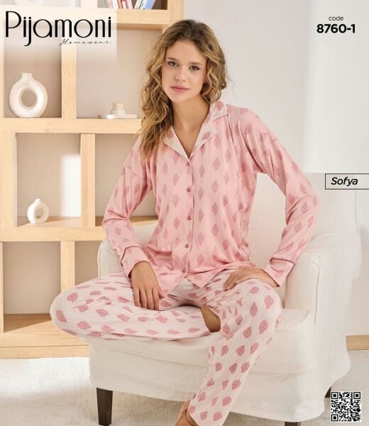 PİJAMONİ 8760-1 BAYAN SOFYA PİJAMA TAKIMI