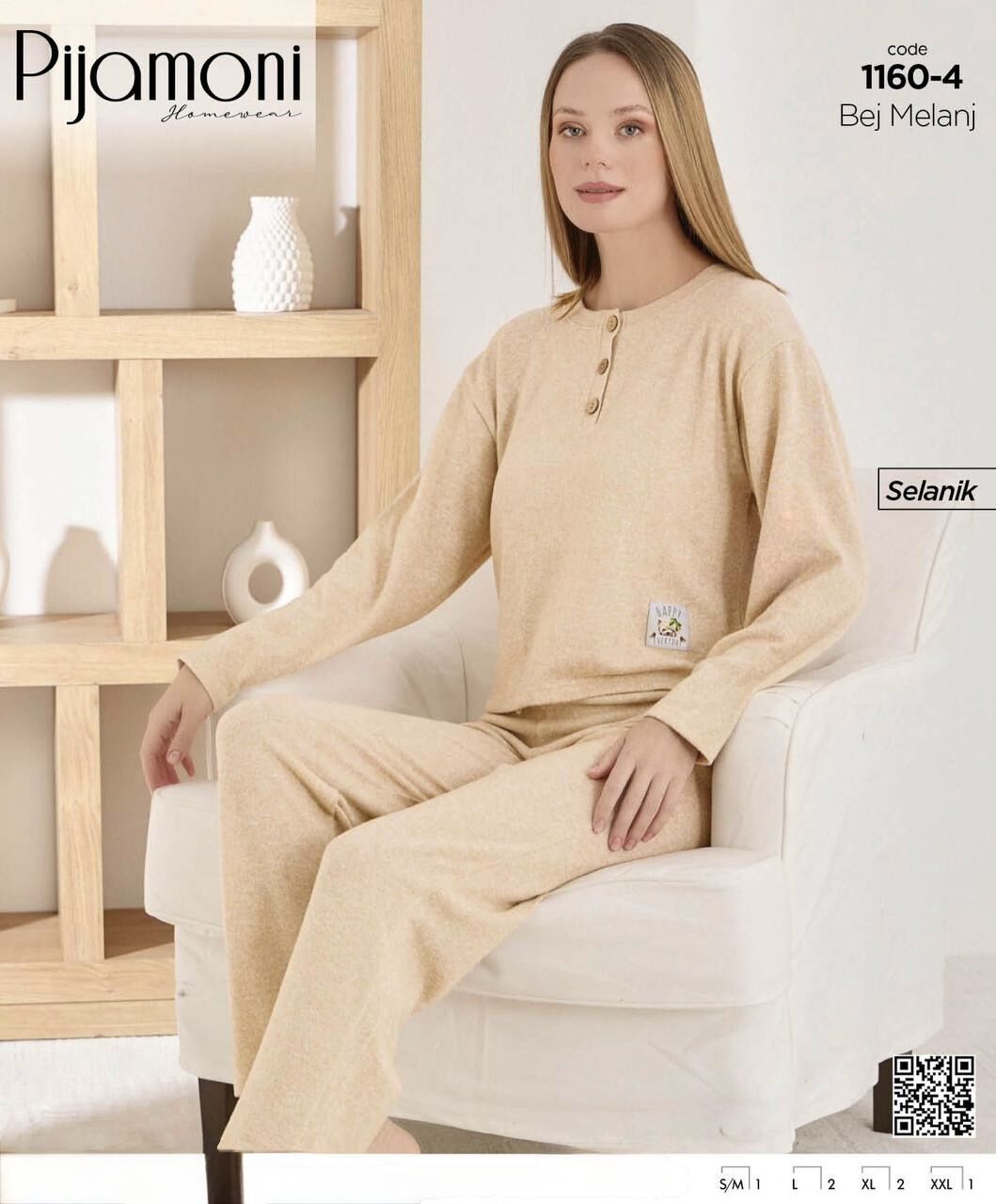 PİJAMONİ 1160-4 BAYAN SELANİK 3 DÜĞME PİJAMA TAKIM