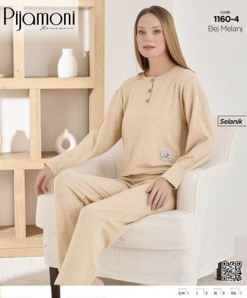 PİJAMONİ 1160-4 BAYAN SELANİK 3 DÜĞME PİJAMA TAKIM