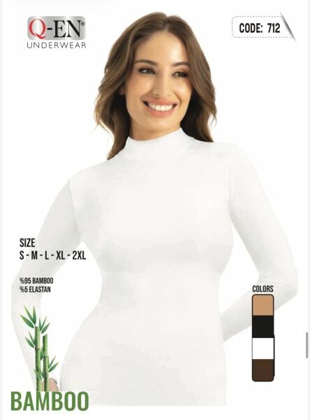 Q-EN 712 BAYAN BAMBU BALIKÇI YAKA UZUNKOL ATLET