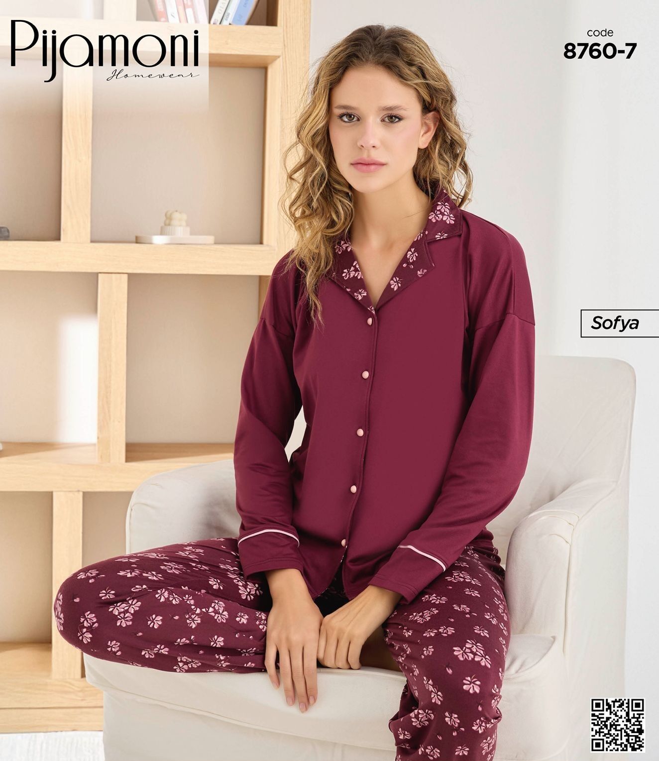 PİJAMONİ 8760-7 BAYAN SOFYA PİJAMA TAKIMI