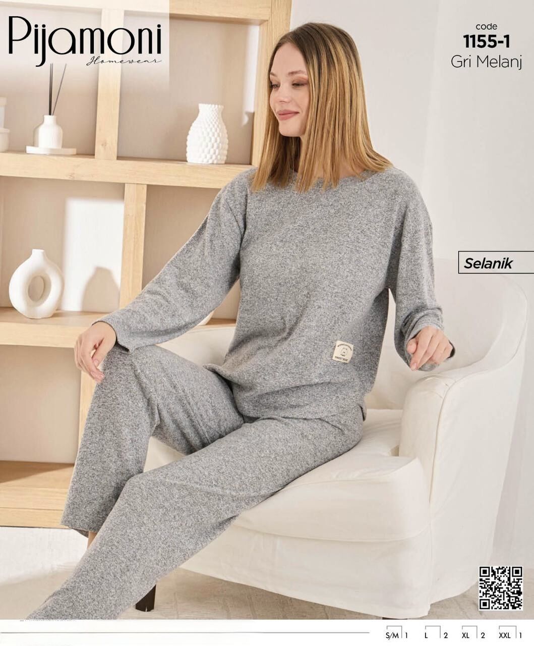 PİJAMONİ 1155-1 BAYAN SELANİK PİJAMA TAKIM