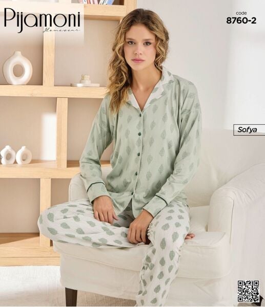 PİJAMONİ 8760-2 BAYAN SOFYA PİJAMA TAKIMI