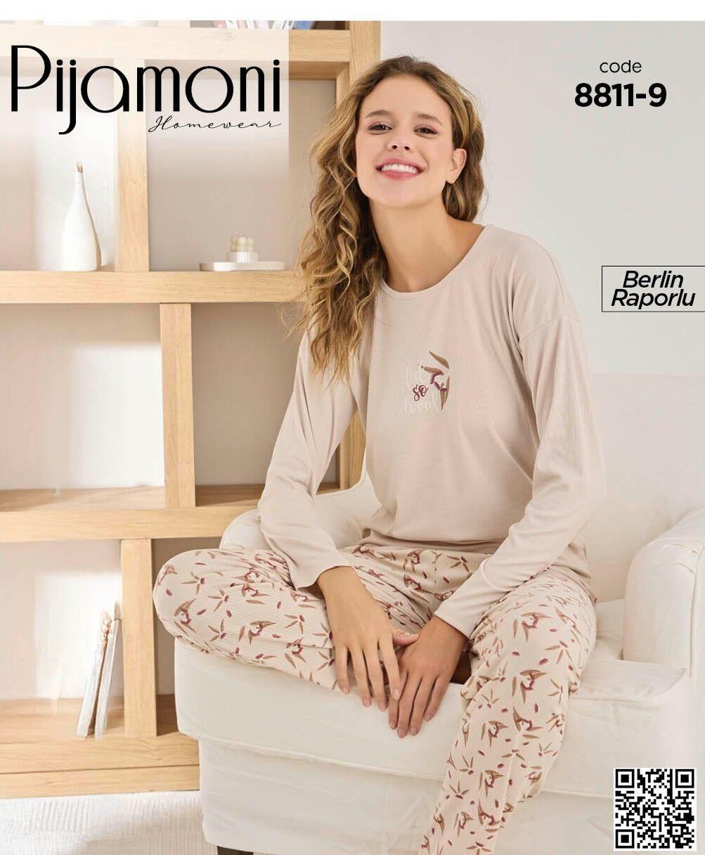 PİJAMONİ 8811-9 BAYAN BERLİN RAPORLU PİJAMA TAKIM