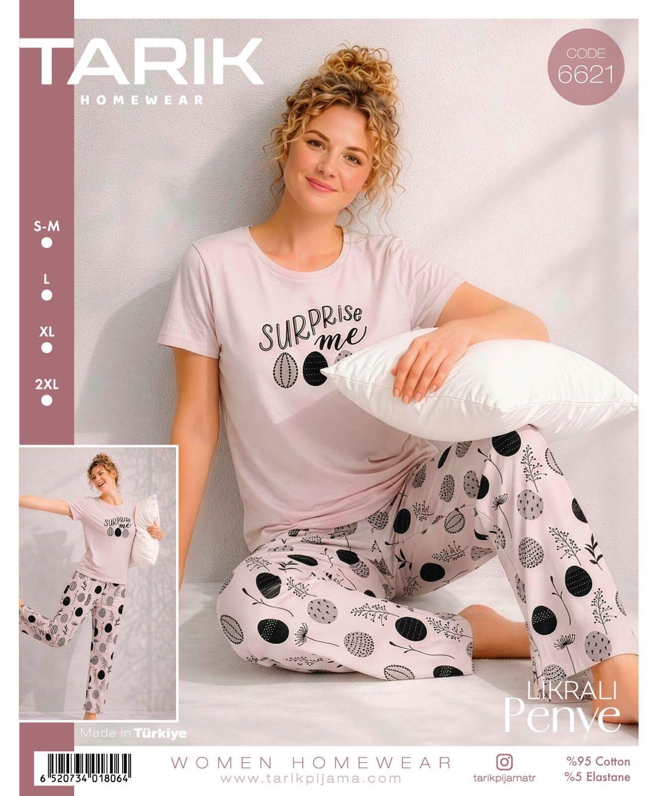 TARIK 6621 BAYAN KISA KOL PİJAMA TAKIMI