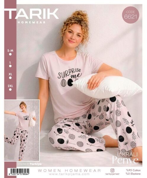 TARIK 6621 BAYAN KISA KOL PİJAMA TAKIMI