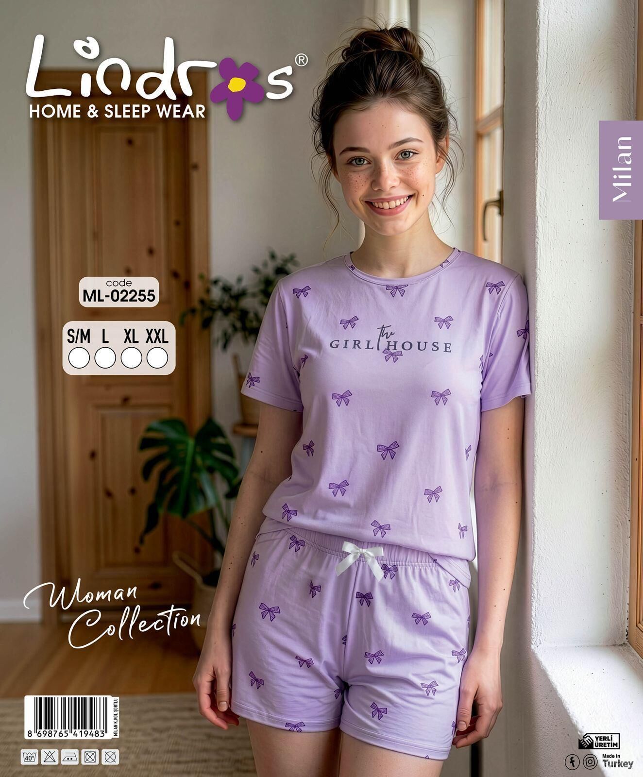 LİNDROS 02255 MİLAN KISA KOL ŞORTLU PİJAMA TAKIM