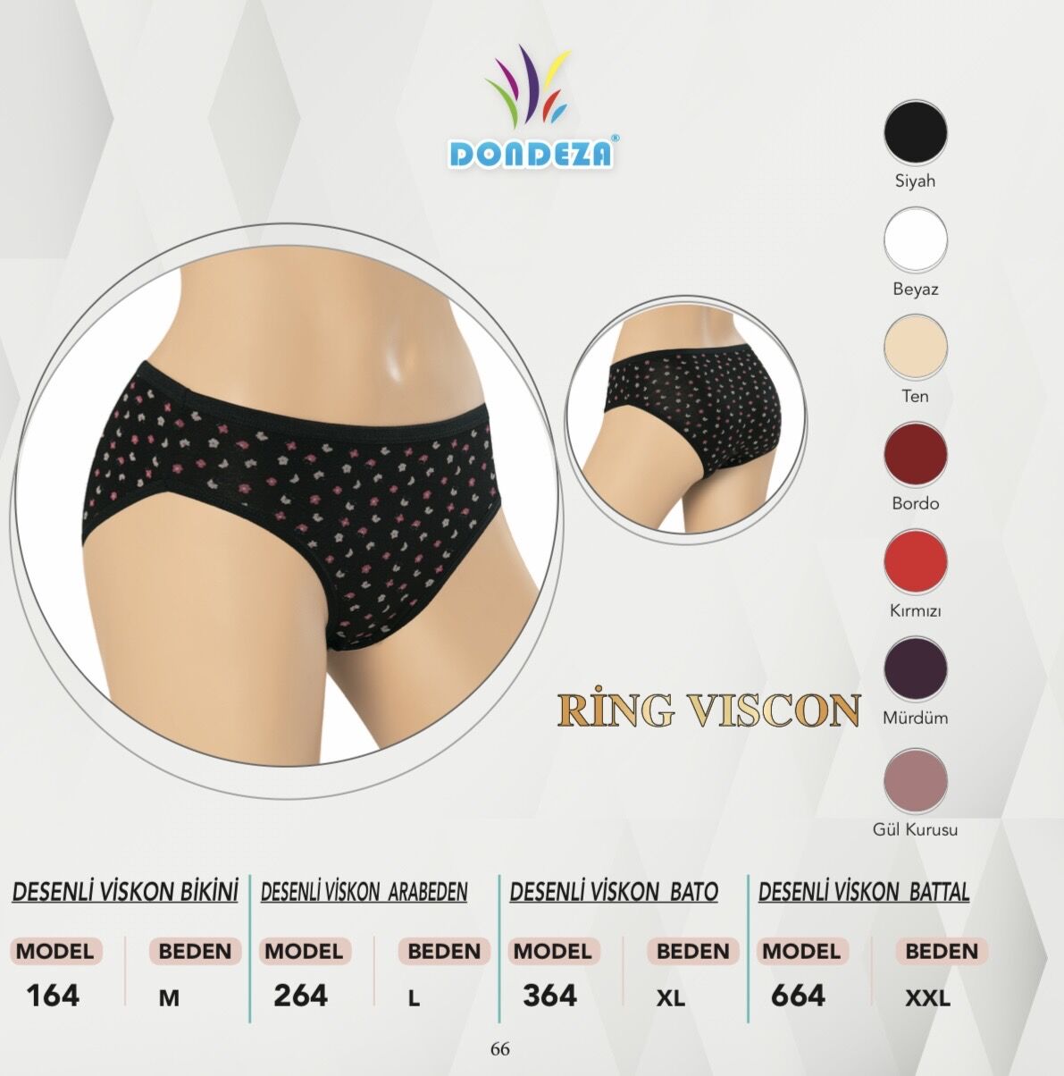 DONDEZA 164 BAYAN DESENLİ VİSKON BİKİNİ ( M )