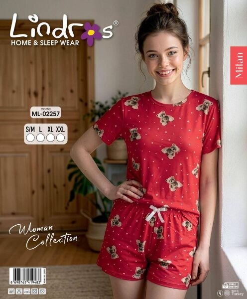 lindros 02257 milan kısa kol şortlu pijama takım