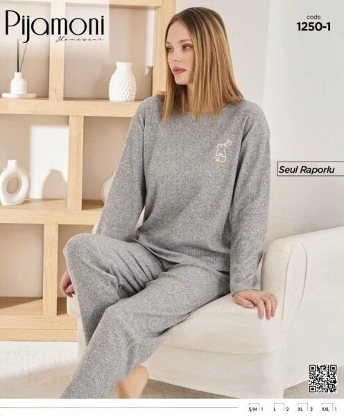 PİJAMONİ 1250-1 BAYAN SEUL RAPORLU PİJAMA TAKIM