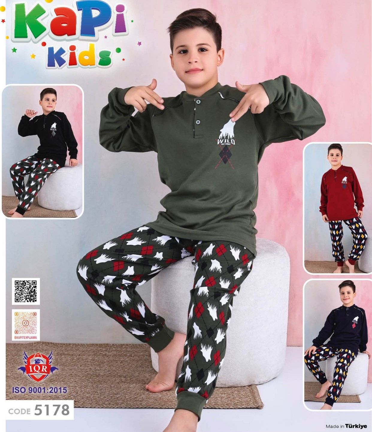 KAPİ 5178 ERKEK 11-15 YAŞ İNTERLOK PİJAMA TAKIMI