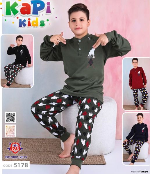 KAPİ 5178 ERKEK 11-15 YAŞ İNTERLOK PİJAMA TAKIMI