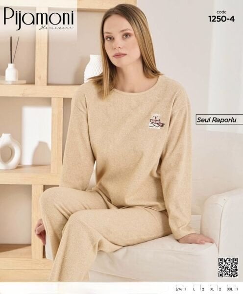 PİJAMONİ 1250-4 BAYAN SEUL RAPORLU PİJAMA TAKIM