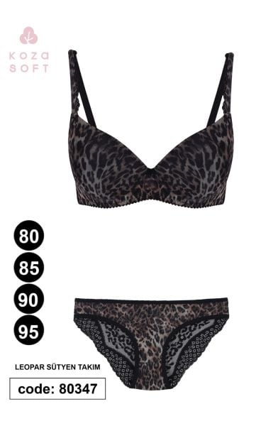 KOZA 80347 DESTEKSİZ LEOPAR SÜTYEN TAKIM