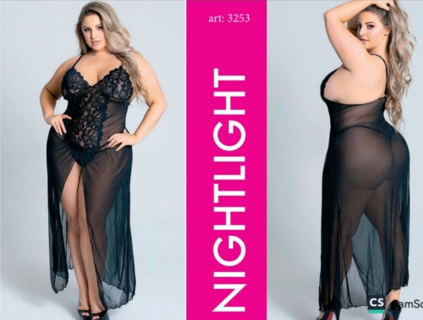 NIGHTLIGHT 3253 BÜYÜK BEDEN FANTAZİ GECELİK SİYAH