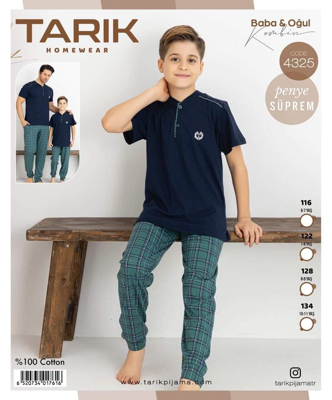TARIK 4325 ERKEK 11-16 YAŞ PENYE K.KOL PİJAMA TKM