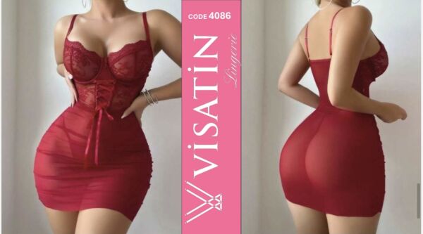 VİSATİN 4086 SATEN GECELİK M-L-XL 6 LI