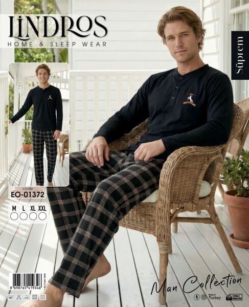 LİNDROS 01372 ERKEK SÜPREM PİJAMA TAKIMI