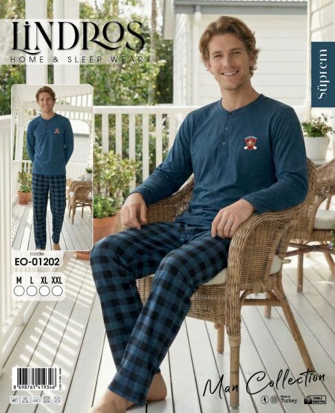 LİNDROS 01202 ERKEK SÜPREM PİJAMA TAKIMI