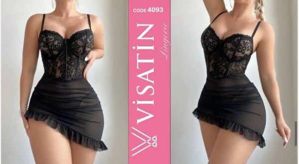 VİSATİN 4093 SATEN GECELİK M-L-XL 6 LI