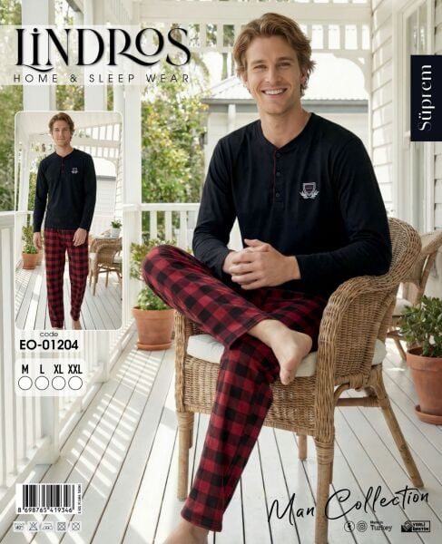 LİNDROS 01204 ERKEK SÜPREM PİJAMA TAKIMI